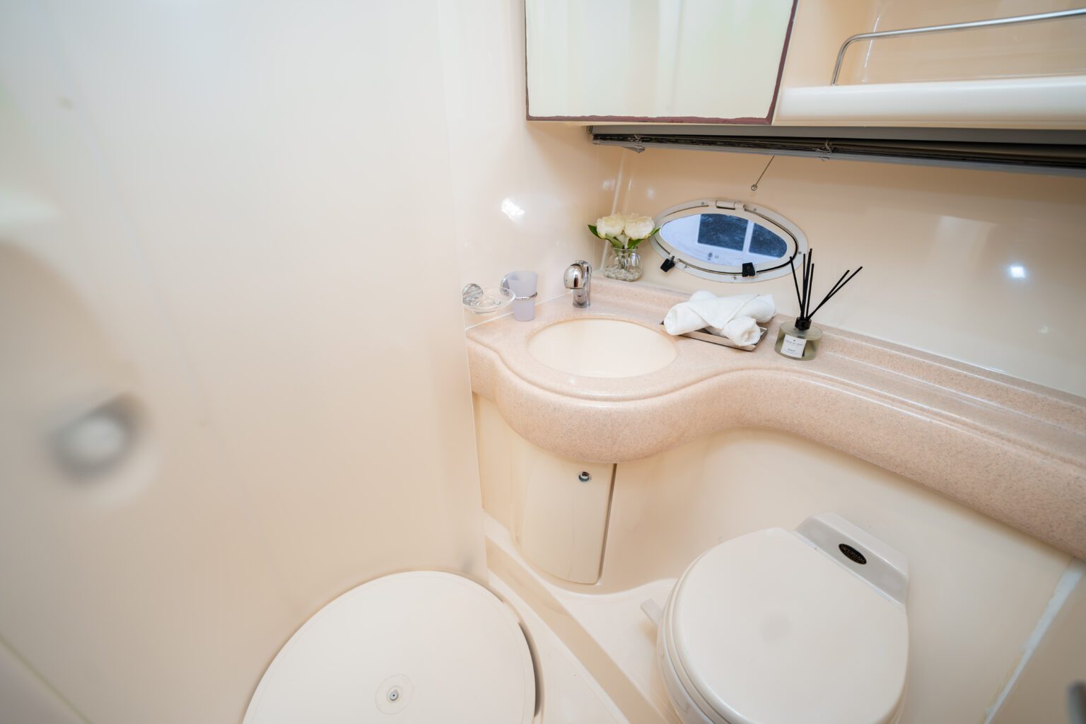 Ensuite bathroom in a yacht cabin