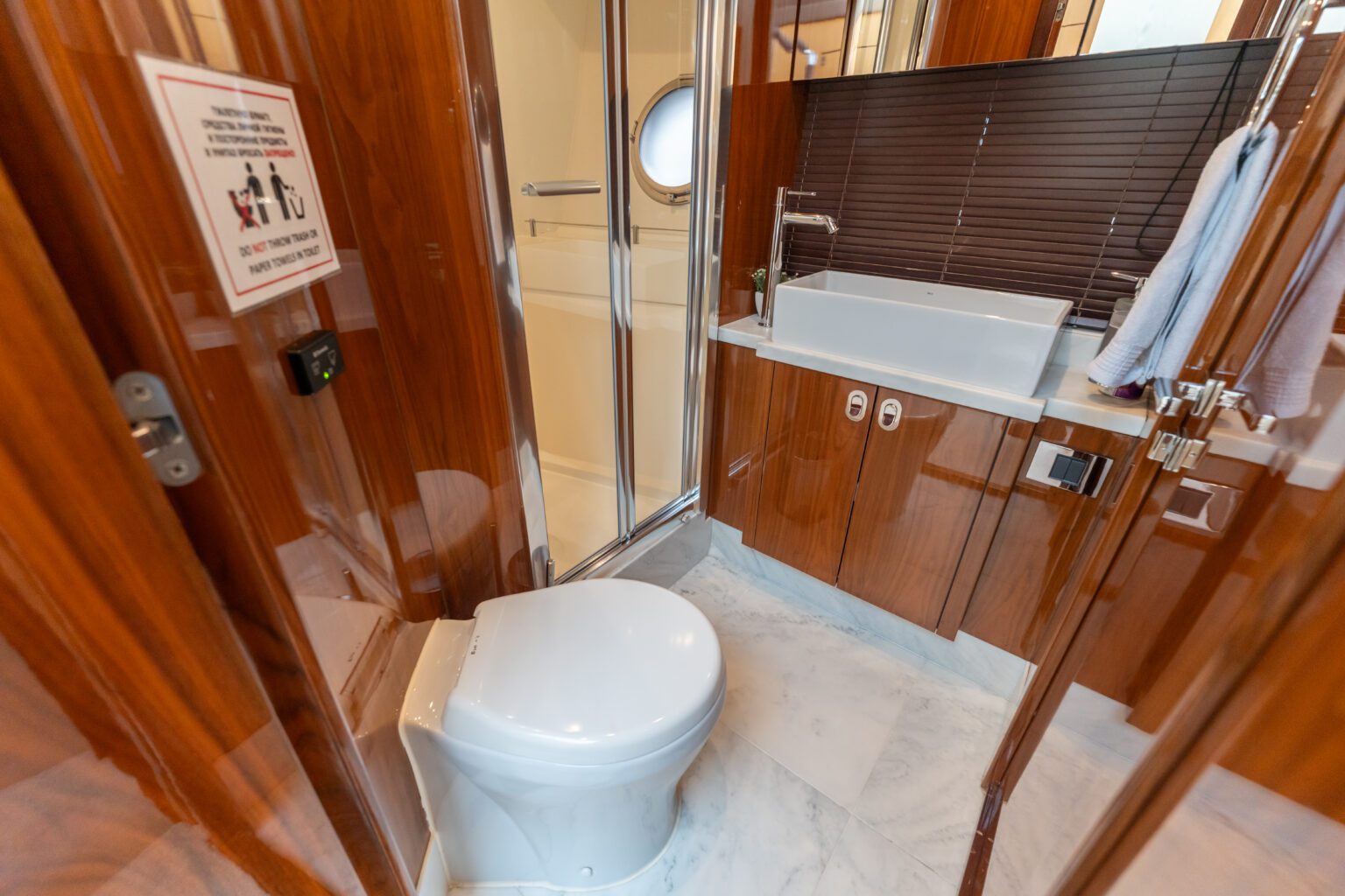 Comfortable ensuite bathroom on Luxury yachts