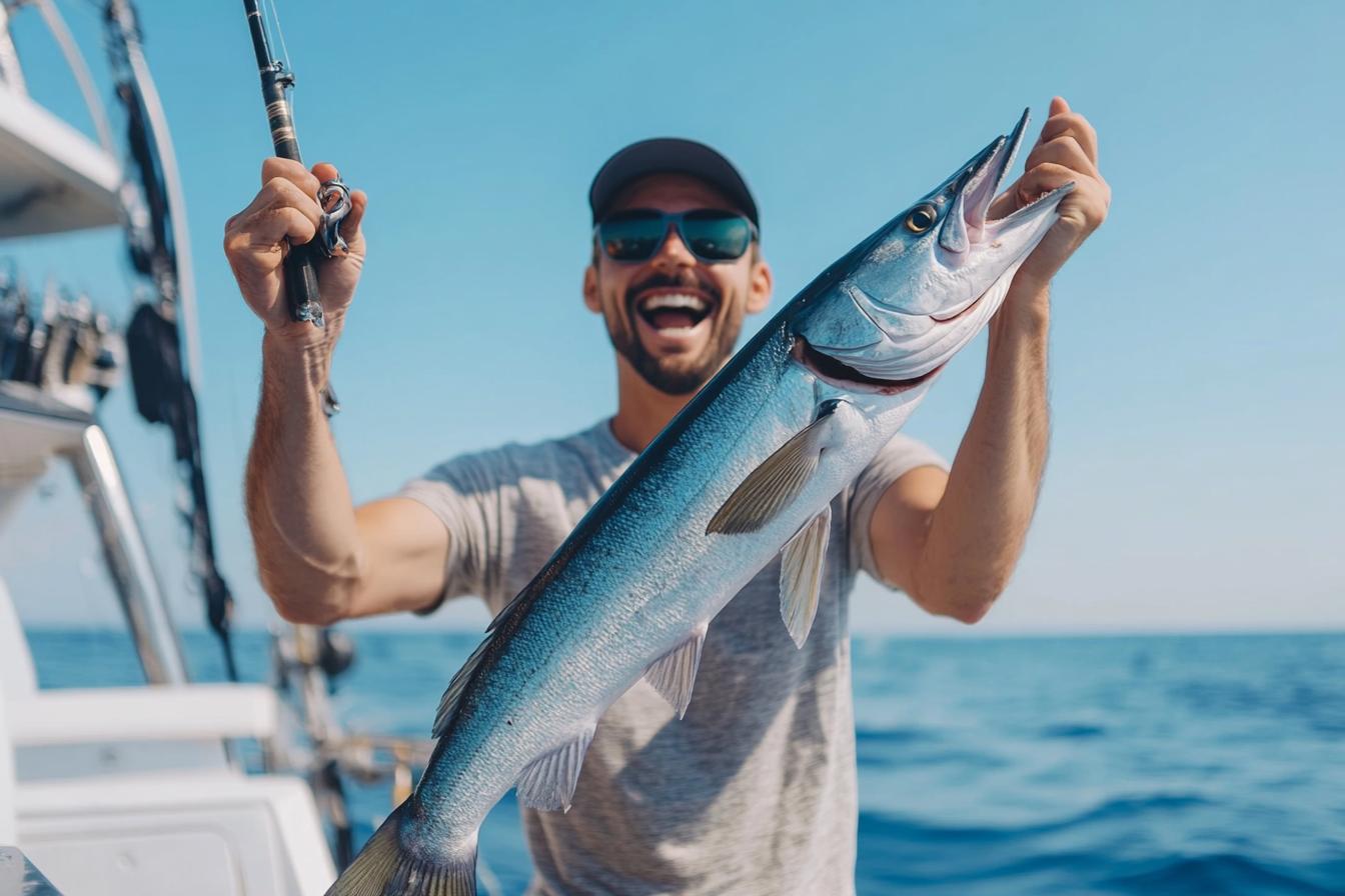 man holding the big catch he found on fishing on Dubai Waters