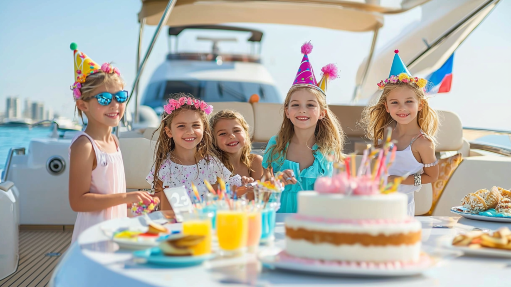 kids celebrating her birthday on yachts with her friends