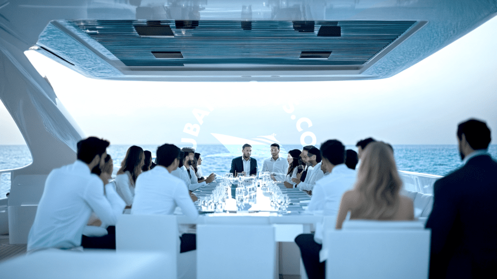 a team is hosting corporate event on yachts in Dubai